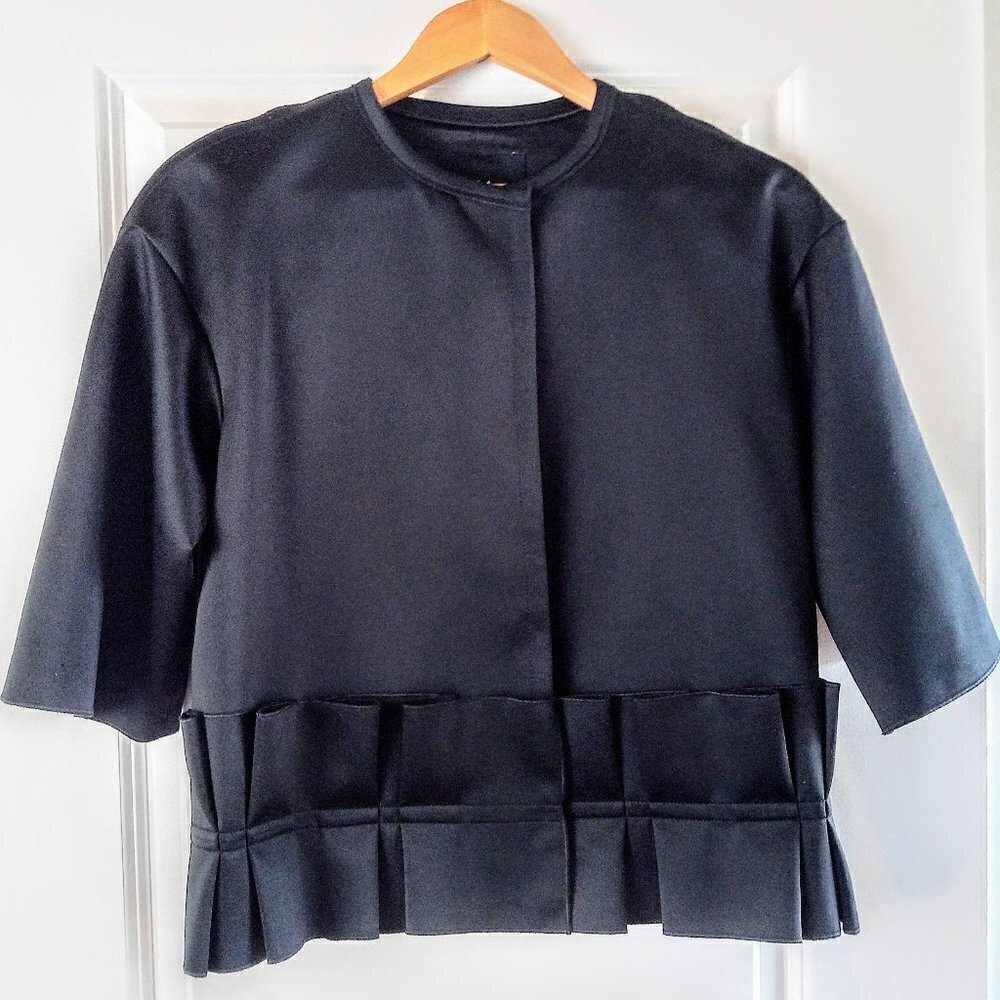 Nissa Black Pleated Hem Jacket